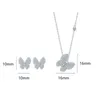 Godkänd Diamond Butterfly Bridal Jewelry Set S925 Sterling Silver Moissanite Halsbandörhängen för kvinnor bröllop GRA -certifierad