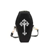 Axelväskor kvinnor crossbody väska gotisk kista form telefon halloween pu underarm för tjej cosplay smink kosmetisk