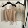 Bling Rhinestone Mesh T Shirts Tops With Sling Vest Womens Designer Clothing See Through Long Sleeve Tees