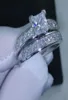 Tamanho de luxo 5678910 joias 10kt ouro branco preenchido topázio corte princesa conjunto de anel de casamento de diamante simulado presente com caixa67098883066556