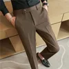 Men Stripe Suit Pants 2024 Autumn New British Style Color-woven Textured Trousers Slim Fit Dress Pants Solid Casual Men Clothing 240318