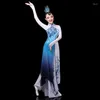 Stage Wear Traditionnel Chinois Vintage Hanfu Fleur Imprimer Qipao Robe Pantalon Ensemble Ancien Costume De Danse Folklorique Performance