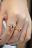 Cluster Rings TJ2024 Ruby Natural Cirka 0,45CT Red Gemstones Pure 18K Gold Jewelry for Women Diamonds