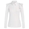 T-shirts pour femmes JS Veste de survêtement Slim Fit Manteau de fitness à manches longues Tops de yoga Sweat-shirts d'entraînement Chemise de sport décorée à volants