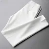 Calças masculinas 2024 calças drapeadas retas slim casual branco terno anti-rugas de alta qualidade nove pontos