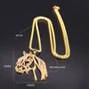 Collana con ciondolo testa di cavallo per donna/uomo, oro giallo 14k, accessori per animali, collane a catena, gioielli regalo