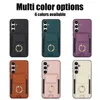 Stretchy Elastic Card Holder Wallet Cases for Samsung Galaxy S24 Ultra S23 S22 S21, Shockproof Leather Ring Kickstand Phone Cover,
