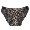 Women's Panties Seamless Ice Silk Lace Leopard Print Girls Sexy Underwear Thin Large Size Cotton Crotch Low Waist Triangle Pants