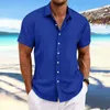 Streak Mens Linen قمصان قصيرة الأكمام من طوق القمصان غير الرسمية قميص الصيف الصيفي للرجال الملابس 240314