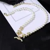 Designer Pendant Neckor Double Letter C Gold Chanells Halsband Luxury Crysatl Pearl Women Wedding Party Jewerlry 7870