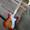 Cordas Cherry Sunburst Semi Hollow Electric Bass Guitar com Ash Body Maple Fretboard