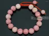 Strand el yapımı 10mm ayarlanabilir doğal rhodochrosite taşlar taş yuvarlak boncuklar bilezik iyileştirme reiki 5 iplikçikler/paket