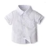 Clothing Sets Baby Boys Gentleman Outfit Vertical Stripe Print Short Sleeves Shirt With Bowtie Suspender Shorts