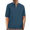 Camisas masculinas blusa única casual impressão homens de alta qualidade algodão v-pescoço mangas curtas verão para blusas de treinamento