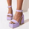 Sandaler Kncokar 2024 Summer Fashion Limelight Powder Camouflage Women's Shoes 34-43 Tjock Botten High Heel Strappy