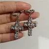 Hoop Earrings Trendy Gothic Vintage Punk Cross Stainless Steel For Women Men Grunge Jewelry Charm Y2K Scene Accessories Gift