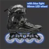 Chaussures LED 80 mm chaussures de patins pour rouleau en ligne FSK Slalom Skate Chaussures Blanc rouge bleu rose rose coloré flash 4 roues / 3 roue de roue brillance