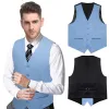 Gilets Mode Ciel Bleu Gilet pour Homme Slim Fit Robe Solide Causal Gilet Pour Hommes Pour Un Port Quotidien Fête Homme D'affaires Rayé Cravate