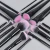 Karsyngirl 18Pcs Ultra Soft Labeled Rose Red Black Makeup Brushes Set Dense Hair Pink Brush with Foundation 240311