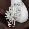 Broscher kvinnor modetillbehör elegant delikat strass silverpläterad blomma krage stift tröja dekorationer