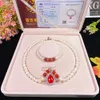 Zhuji Natural Freshwater Pearl Necklace Women Three Beats مع Bendant Bendant Neckchain Broadcast Live