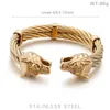 Bracelet loup Viking en acier inoxydable pour homme, fil de câble, couleur or/noir/argent, manchette Animal, bijoux pour hommes, 240312