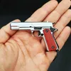 Gun Toys 1 3 Mini Colt 1911 Pistol Model Solid Wood Handle Alloy Keychain Detachable Fake Gun Collection Pendants for Adult GiftL2403