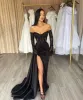 Sexy Black Split Evening Dresses A Line Sweetheart Lace Appliques Satin Prom Gowns Women Formal Ocn Vestidos BC16794