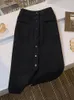 Spódnice jesienne czarne dżinsowe spódnice kobiety z przednimi przednim jeanem z kieszeniami oversifed A-line vintage