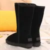 HBP Non-Marque Femmes Classique Genou Haute Dames Filles Hiver Bottes De Neige Imperméable Chaud Véritable Fourrure En Cuir Plus Velours