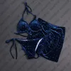 2024 Jacquard Damen Bademode Dreiteiliger Samt Bikini Badeanzug Mode Damen Badeanzug Schwimmrock