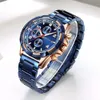 Mini Focus Brand Multifunctional Business Night Glow Flow Steel Band Men's Watch 0198G