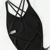 Costumi da bagno da donna Costumi da bagno femminili Perizoma imbottito Sexy Costume intero da donna Solido Costume da bagno nero con fasciatura Body Monokini da spiaggia senza schienale