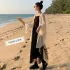 Jaquetas femininas Verão doce fino protetor solar cardigan feminino coreano lace-up openwork blusa feminina férias praia diária blusa de manga longaL2403