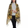 Sjaals Outdoor Sjaal Winter Gouden Bloemenprint Sjaals Wrpas Moderne Bloemen Gedrukt Bufanda Vrouwelijke Vintage Hoofd