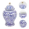 Garrafas de armazenamento azul e branco porcelana jar doces cozinha chá vasilha cerâmica casa acessório recipiente cerâmica delicada selado