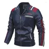 Мужские куртки JG-6803 Кожаная куртка из искусственной кожи Модный повседневный гоночный костюм Мотоциклетная строчка