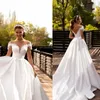 Beads Satin Wedding Dress Custom Made Elegant Vestido de Noiva Princess Bride Dresses Court Train Cap Sleeve Wedding Gown YD