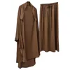 Casual Dresses Women Robe Kjol Set Loose Long Sleeve Drawstring Pleated Middle East Female Traditional 2 PCS/Set