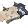 Chao Brand Elephant Lettre Épaule T-shirt à manches courtes Col rond Slim Fit Top
