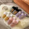 Boots 2022 New Winter Home Shoes for Women Sequins Upper Short Plush Sock Fluffy Faux Fur Slippers Keep Warm Woman House Bling Shoes