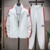 Strickjacke männer Koreanischen Stil Jacken Hosen Sportwear Hip Hop Sets Patchwork Sport Anzug Lässige Männlichen 240314