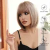 Synthetic Wigs Light Brown Ombre Wigs for Women Daily Wig with Bangs Short Bob Synthetic Hair Wigs Heat Resisatnt Fiber Fake Hair for Party Use 240328 240327