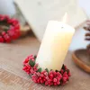 Candle Holders 1 Pc Berry Xmas Garland Candlestick Simulated Christmas Wreath Holder Wedding Party Mini Table Decoration