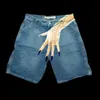 Y2K Shorts Pants Mens Harajuku Hip Hop Graphic Print Retro Blue Baggy Denim Gym Shorts Gothic Sweatpants Basketball Shorts 240315