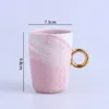 Mugs Marble Texture Ceramic Mug Creative Gold Diamond Ring Handle Coffee High Beauty Couple Cup Home Beverage Breakfast Cups