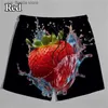 Mäns shorts roligt fruktmönster 3D Tryckt Mens och kvinnors shorts Strawberry Print Summer All-Match Shorts Hawaiian Beach Board Ice Shorts Y240320