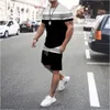 Striped 3D Print TShirts Shorts Sets Mens Sports Casual Fashion Streetwear Oversized Short Sleeve T Shirt Pants Set Man Suits 240315