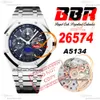 26574 Complicated A5134 Automatic Mens Watch BBRF 41mm Perpetual Calendar Blue Black Stick Dial Stainless Steel Bracelet Super Edition Puretimewatch Reloj Hombre