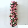 Guirnaldas de flores decorativas Arco artificial Fila de flores DIY Pieza central Guía de ruta Decoración Fiesta Telón de fondo romántico Entrega de gotas Inicio Dhqj0